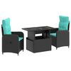 vidaXL Buiten eettafelset 3 st poly rattan