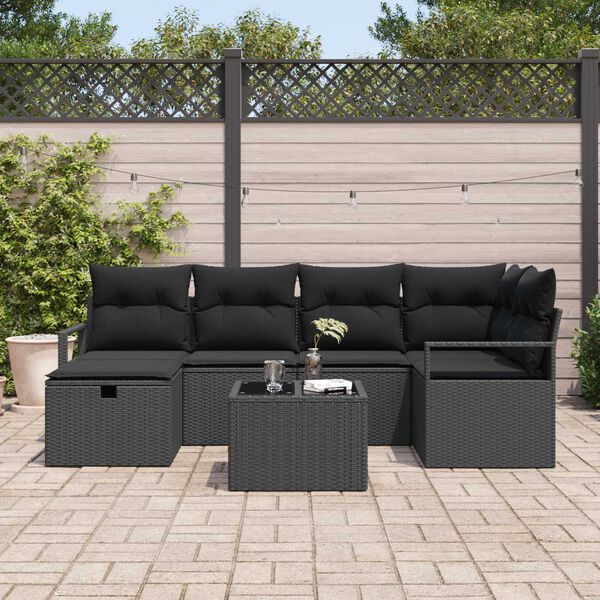 vidaXL Tuin Sofa Set met kussen met opslag poly rattan