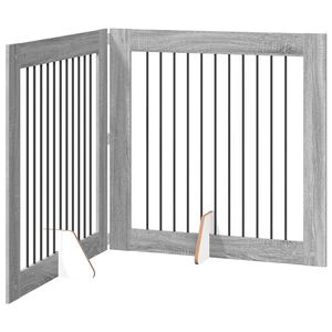 vidaXL Opvouwbaar hondenhek met standaards 2 st Grijs Sonoma 200,5 cm