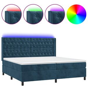 vidaXL Boxspring met matras en LED fluweel donkerblauw 200x200 cm