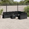 vidaXL 10-delige Loungeset met kussens poly rattan zwart