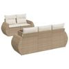 vidaXL 6-delige Loungeset met kussens poly rattan beige