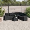 vidaXL 7-delige Loungeset met kussens poly rattan zwart