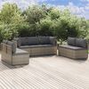 vidaXL 7-delige Loungeset met kussens poly rattan grijs
