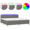 vidaXL Boxspring met matras en LED stof donkergrijs 200x200 cm