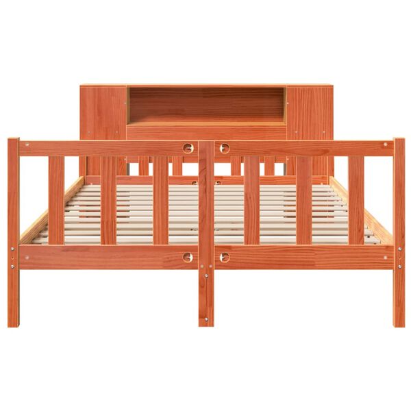 vidaXL Bed met boekenkast zonder matras hout wasbruin 150x200 cm