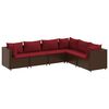 vidaXL 6-delige Loungeset met kussens poly rattan bruin