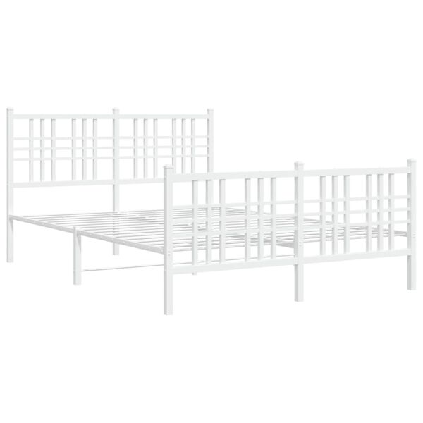 vidaXL Bedframe met hoofd- en voeteneinde metaal wit 137x190 cm