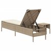 vidaXL Ligbed met tafel en kussen poly rattan beige