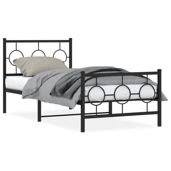 vidaXL Bedframe met hoofd- en voeteneinde metaal zwart 90x200 cm
