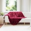vidaXL Antislip nep konijnenbont deken Olite 4 pcs Bordeaux Rood