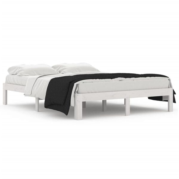 vidaXL Bedframe massief grenenhout wit 140x190 cm