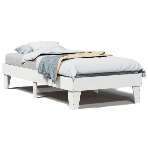vidaXL Bedframe zonder matras massief grenenhout wit 90x200 cm