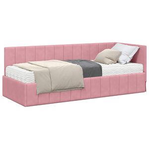 vidaXL Hoekbedframe met Matras 2 st Roze 80 x 200 cm Fluweel