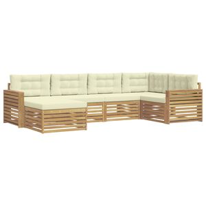 vidaXL Buiten bankenset 6 st Wit en cr&egrave;mekleurig Polyester