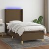 vidaXL Boxspring met matras en LED stof donkerbruin 90x190 cm