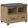 vidaXL Schoenbank met kussen Artisanaal eiken 60 x 38 x 46 cm