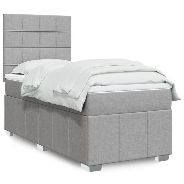 vidaXL Boxspring met matras stof lichtgrijs 90x190 cm