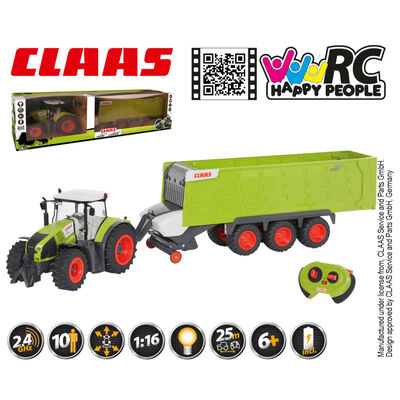 CLAAS Speelgoedtractor met aanhanger AXION870 en CARGOS9600 1:16