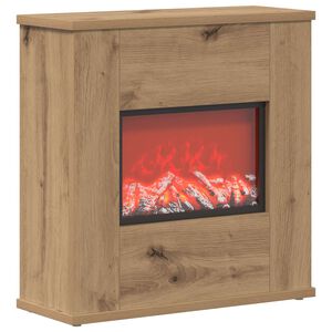 vidaXL Elektrische haard Artisanaal eiken 47 x 18 x 48 cm Bewerkt hout