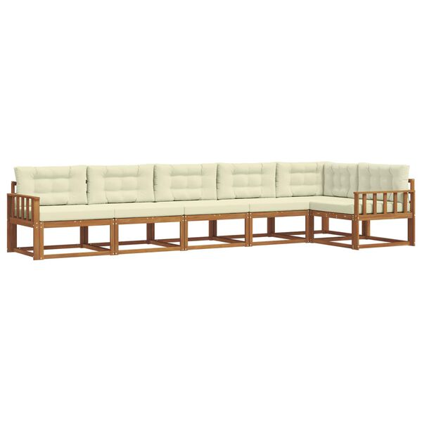 vidaXL Buiten bankenset met kussen 6 pcs Natuurlijk en Cr&egrave;me