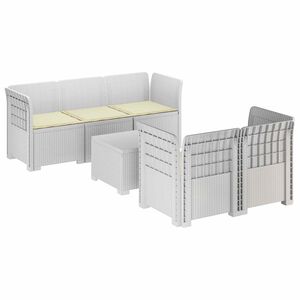vidaXL 5-Zits Tuin Sofa met Kussens Rattan Look PP Wit