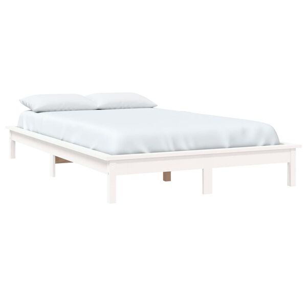 vidaXL Bedframe massief grenenhout wit 140x200 cm