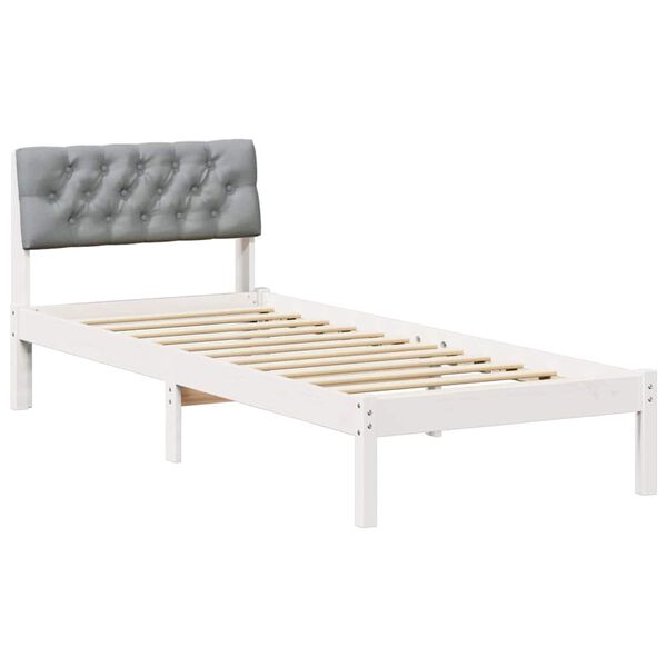 vidaXL Bedframe Wit en lichtgrijs 75 x 190 cm Massief grenenhout