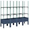 vidaXL Plantenbak met latwerk 160x40x142,5 cm polypropeen blauwgrijs