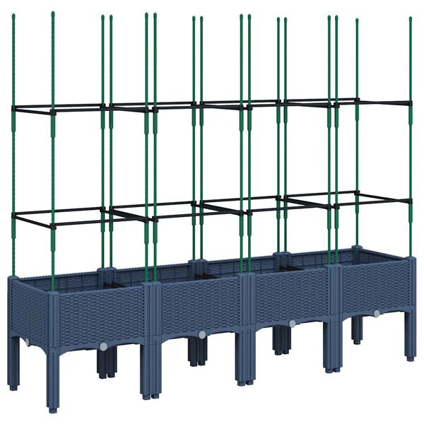 vidaXL Plantenbak met latwerk 160x40x142,5 cm polypropeen blauwgrijs