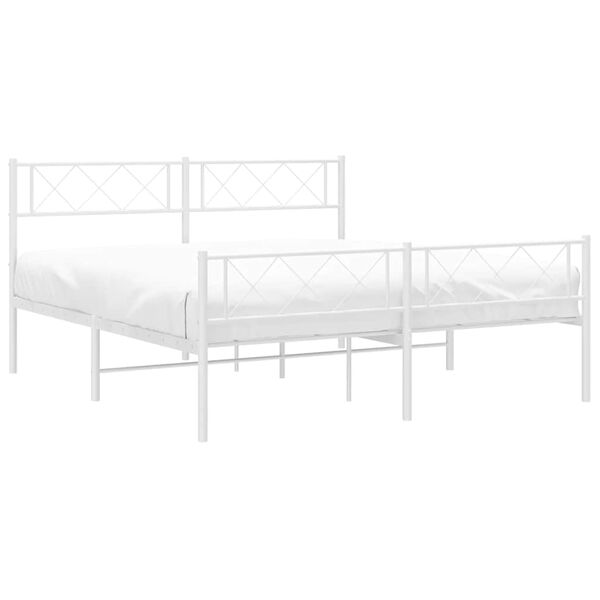vidaXL Bedframe met hoofd- en voeteneinde metaal wit 135x190 cm