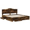 vidaXL Bedframe met hoofdeinde Gerookt eiken 200 x 200 cm Bewerkt hout