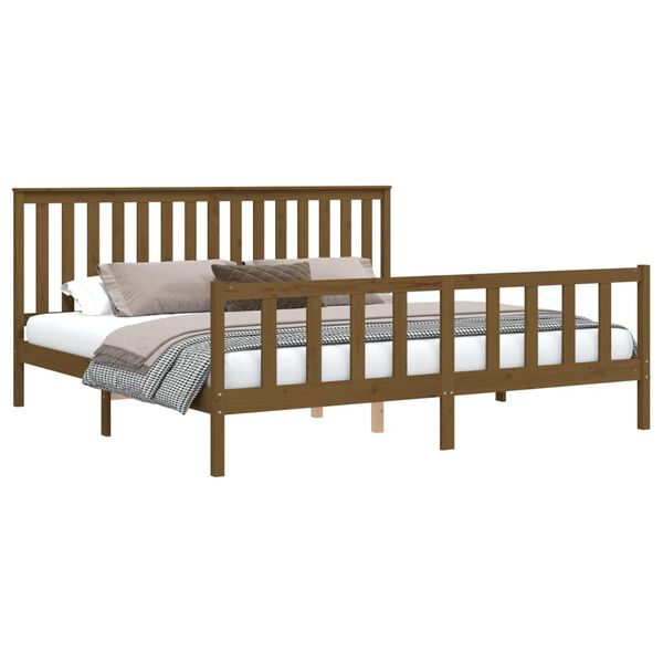 vidaXL Bedframe met hoofdbord massief hout honingbruin 180x200 cm