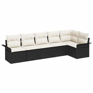 vidaXL Tuin Sofa Set met kussen 6 pcs Zwart poly rattan