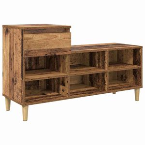 vidaXL Schoenenkast met lade Oudhout 102 x 36 x 60 cm Bewerkt hout
