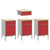 vidaXL Werk Cabinet met lade met opslag 4 pcs Rood 200 x 55 x 85 cm
