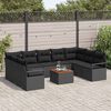 vidaXL Tuinbankenset met kussen 10 pcs Zwart poly rattan