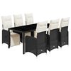 vidaXL 7-delige Bistroset met kussens poly rattan zwart