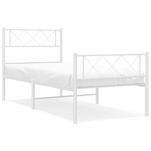 vidaXL Bedframe met hoofd- en voeteneinde metaal wit 80x200 cm