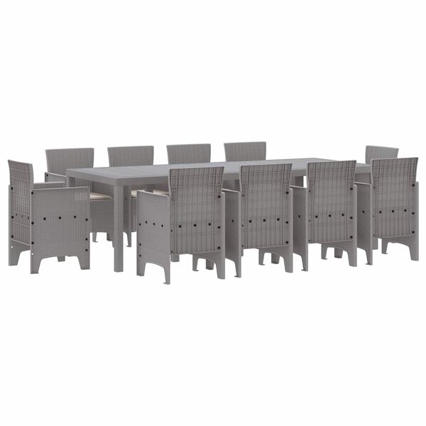 vidaXL Tuin Eetset 11 pcs Lichtgrijs Polypropyleen