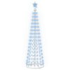 vidaXL Kegelvormige led-kerstboom 180 cm 250 LED's Blauw Staal Wit