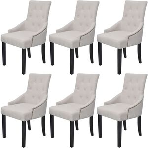 vidaXL Eetkamerstoelen 6 st stof cr&egrave;megrijs