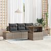 vidaXL Tuin Sofa Set met opslag 5 pcs Grijs Poly riet