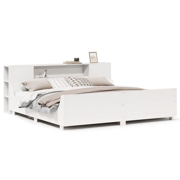 vidaXL Bedframe zonder matras massief grenenhout wit 200x200 cm