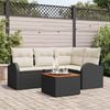 vidaXL Tuinbankenset met kussen 5 pcs Zwart poly rattan