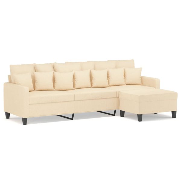 vidaXL Driezitsbank met voetenbank 210 cm stof cr&egrave;mekleurig