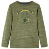 Kindershirt met lange mouwen 104 gem&ecirc;leerd kakikleurig