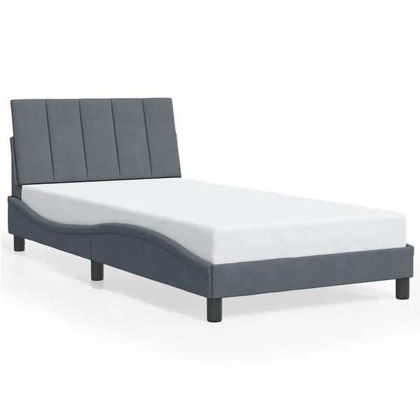 vidaXL Bedframe zonder matras "Hanko" 100x200 cm fluweel donkergrijs