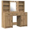 vidaXL Make-up tafel set met LED 3 st Artisan Eiken Bewerkt hout