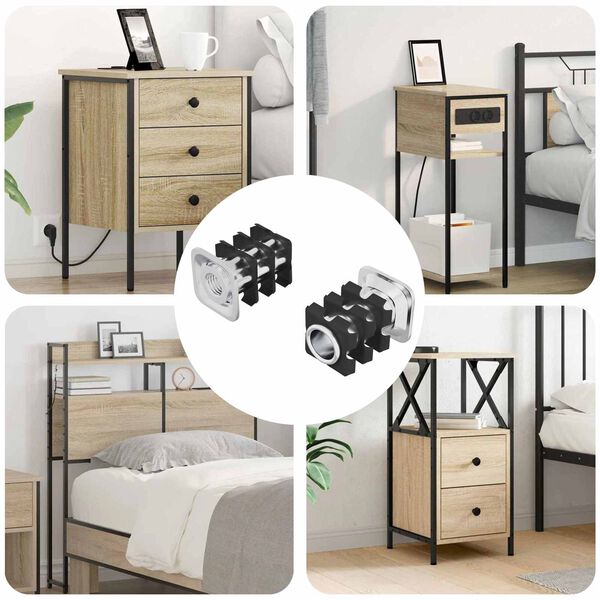 vidaXL Draadbuis Invoeg 2 pcs Zwart en Zilver 15,8 x 15,8 x 22,5 mm